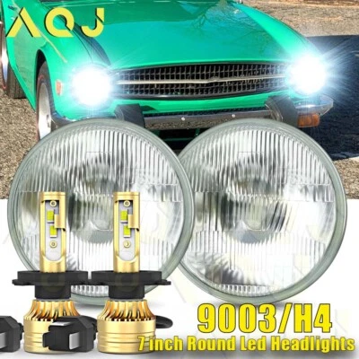 For Triumph TR6 1969-1976 Round Projector 7" LED Headlights Halo Angel Eyes DRL - Image 1 of 4