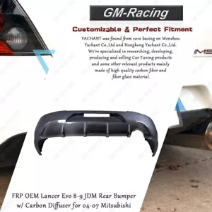 FRP OEM Lancer Evo 8-9 JDM Rear Bumper w/ Carbon Diffuser for 04-07 Mitsubishi - Picture 1 of 24
