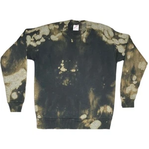 Tie Dye Black Jumper Bleached Sweatshirt Loungewear Vintage 90s Pullover Kids - Picture 1 of 12