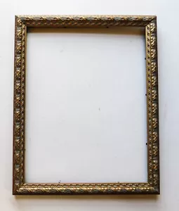Vintage Ornate Leafy Gold Gray Composite Picture Frame Holds 14 x 11 - Picture 1 of 6