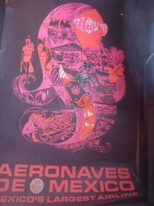 RARO poster BOB BRIDE anni 60 Messico Aeronaves De Mexico originale viaggio AIRLINE A - Foto 1 di 20