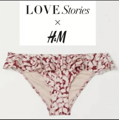 Parte inferior de bikini H&M X Love Stories Swim Club talla 8 rosa blanco nueva con etiquetas Foto 1 de 4