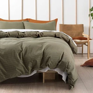 Get Bed Ready gestreiftes Garn gefärbt gewaschen Baumwolle Chambray Bettdecke Quiltbezug Bett... - Bild 1 von 7