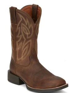 JUSTIN MEN'S - 11" CANTER DUSKY BROWN WESTERN BOOT - WIDE SQUARE TOE SE7510 - Picture 1 of 3