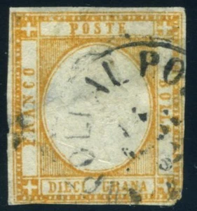 Italy Naples provinces 1861 10 grane USED Sas 22 CV $720 191224020 - Picture 1 of 2