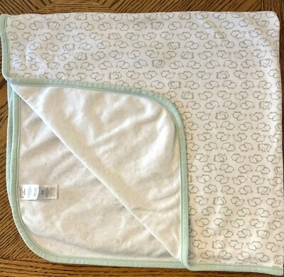 Manta bebé Carters Precious Firsts elefantes blanca verde menta algodón 30x33 Foto 1 de 4