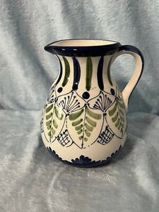 Hnos Pedraza Handcrafted Spanish Art Pottery Pitcher Hand Painted 6" - Picture 1 of 5