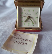 Vintage Red Travel Alarm Clock Ingraham Luminous Flip Open Wind Up  USA