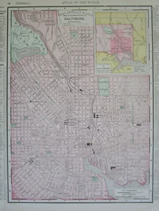 MD DE 1895 DATED BALTIMORE Map 19th Century 1800s or MARYLAND DELAWARE Map. - Picture 1 of 11