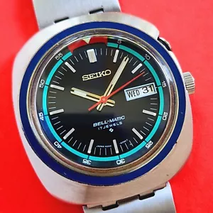 Reloj Seiko Bellmatic 1971 esfera negra bisel azul 4006-6027 Bell Matic automático - Imagen 1 de 8