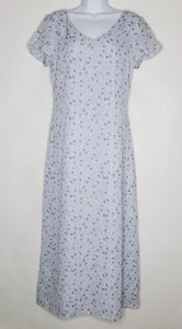 First Issue Womens Blue Floral V Neck Short Sleeve Dress Size 10 Cottage Core - Picture 1 of 10