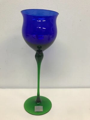 COPA DE VINO MIKASA GALLERIA HOCK ~ AZUL COBALTO VERDE 9" ~ ¡NUEVA! ¡NUEVO! RARO 1993 Foto 1 de 3