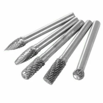 5 Pcs Tungsten Carbide 8mm Rotary Point Burr Die Grinder 6mm Shank Bit Tool Set - Image 1 of 4