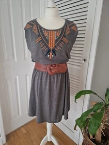 Lovely Casual River Island Cotton Embroidered Dress, Size 14 - Picture 1 of 4