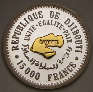 DJIBOUTI 15.000 Francs 1991 Proof - Gold plated Silver 0.999 - 628 * - Picture 1 of 2