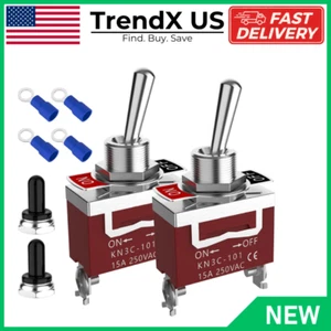 Interruptor de palanca 12V 30A resistente encendido/apagado 2 pines SPST impermeable interruptor de palanca paquete de 2 - Imagen 1 de 8