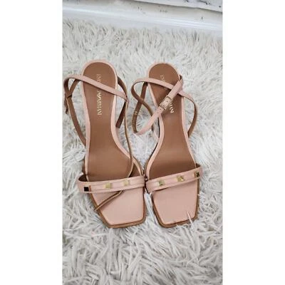 Sandalias de tacón Emporio Armani 4.5" Talla 8.5 rosa rosa y oro A38C Foto 1 de 4