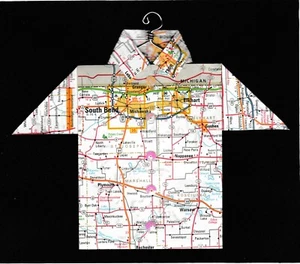 Camicia mappa origami Indiana, South Bend, Elkhart, Mishawaka, Plymouth, Goshen - Foto 1 di 2