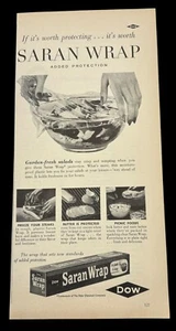 Saran Wrap Vintage Print Ad 1950s Dow Food Wrap Retro Kitchen Art Decor - Picture 1 of 6