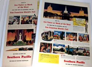 1940 Southern Pacific Railroad Ads (Lot of 2), San Francisco World's Fair - Picture 1 of 9