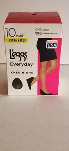 Everyday by Leggs Knee Highs 10 pack New In Box - Nude - Sheer Toe - Picture 1 of 13