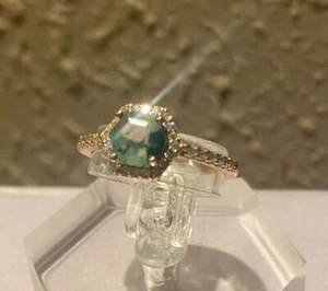 Moss Agate Rose Gold Ring S925 Sz 7 - Picture 1 of 5