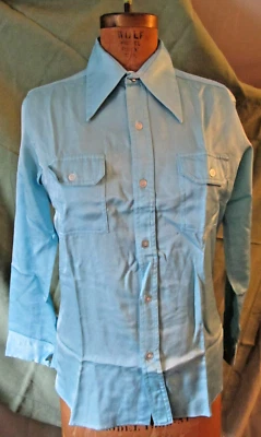 Vintage 60's Mod button up blue satin top sz S Eisho Clothes from Hong Kong - Image 1 of 4