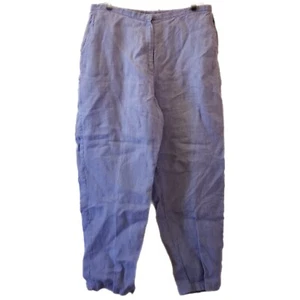 Pantalone donna Eileen Fisher grande blu chiaro lino irlandese Lagenlook comodo - Foto 1 di 11