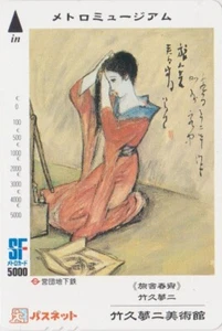 Carte JAPON - ART PEINTURE - FEMME Coiffure / MUSEE - METRO MUSEUM JAPAN card - Imagen 1 de 1