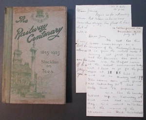 THE RAILWAY CENTENARY 1825 - 1925 STOCKTON ON TEES ~ With Two Letters ~ Rare! - Picture 1 of 12