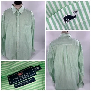 Vineyard Vines Slim Fit Tucker Shirt XL Men Green White Stripe Cotton YGI H2-151 - Picture 1 of 9