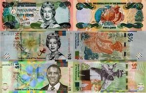 BAHAMAS - Lotto 3 banconote ½, ½, 1 dollar FDS - UNC - Foto 1 di 1