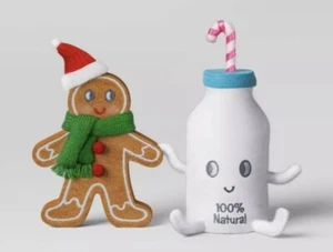 Target Felt Wondershop Holiday Duo 2024 GINGERBREAD COOKIE AND MILK Figurines - Picture 1 of 1