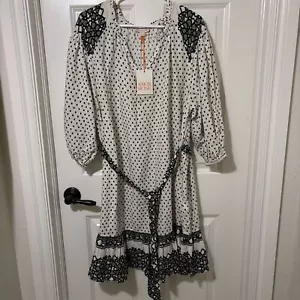 NWT Knox Rose 3/4 Sleeve A-line Dress Polka Dot Print Belted V-neck Size XXL - Picture 1 of 8