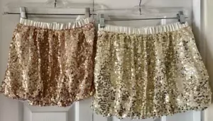 Cherokee Girls Gold Copper Sequin Bubble Hem Party Holiday Skirt XS 4/5 L1 0/12 - Picture 1 of 14