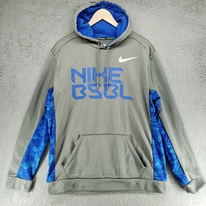 Nike BSBL Hoodie Mens L Gray Blue Camo Therma-Fit Performance Pullover Fleece - Picture 1 of 20