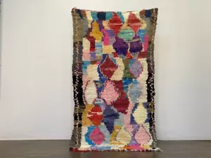 Boucherouite marokkanischer Teppich handgefertigt Vintage 3'7""x7'5"" Berber Patchwork mehrfarbig - Bild 1 von 11