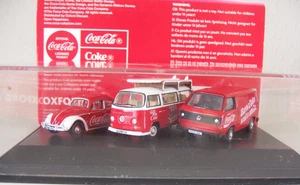 OO Gauge Oxford 1:76 76SET60CC 3 Piece Coca Cola VW Set - Beetle /Van /Camper - Picture 1 of 4
