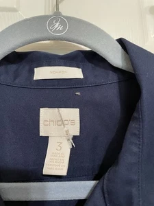 Chico's no-iron navy shirt. 3/4 slves, 3/xl - Picture 1 of 3