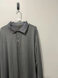 Peter Millar Summer Comfort Men's Gray Long Sleeve Performance Golf Polo, XLT - Picture 1 of 4