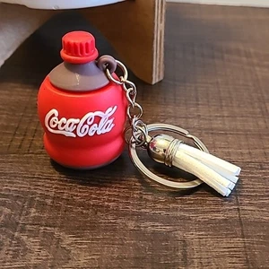 Coca Cola Bottle Keychain with Tassel Charm, Coke Soda Pop Key Ring - Picture 1 of 5