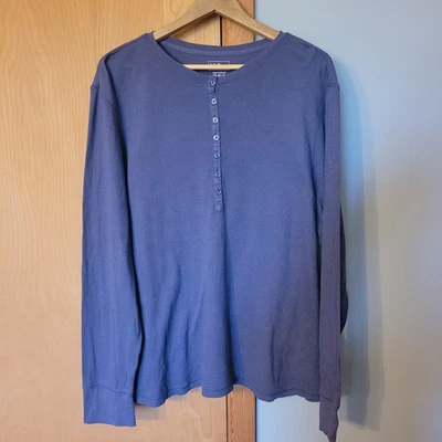 L.L. Bean Women's Plus Size 3X Dark Periwinkle Waffle Knit Henley Shirt Layering - Image 1 of 4