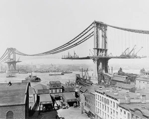 Impresión fotográfica 8x10 de 8"x10" de construcción del puente de Manhattan 1909 - Imagen 1 de 2