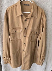 Made In Moldova 100% Microfiber Polyester Studio Soft Shacket Jacket Brown 48R - Picture 1 of 18