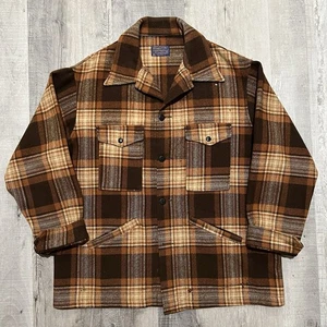 VTG Pendleton Plaid Wool Mackinaw Cruiser Overcoat Button Chore Jacket USA XL - Picture 1 of 7