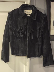 Vintage wilsons lederjacke damen. Schwarz mit Quasten. TOP.Gr.16.Scharf. - Bild 1 von 12