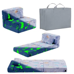 Folding Sofa Bed Floor Mattress for Kids with Pillow, Toddler Glow Washable F... - Picture 1 of 9