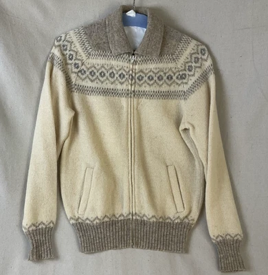 Vtg TUNDRA CANADA Wool Zip Up Cardigan Sweater Medium Very Nice! - Image 1 of 3