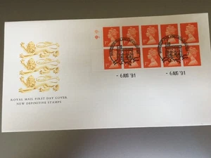 GB BRIEFMARKEN MASCHINE DEFINITIVE BOOKLET ERSTTAGSBRIEF 1991 AUG 6 ZYLINDER WINDSOR - Bild 1 von 1