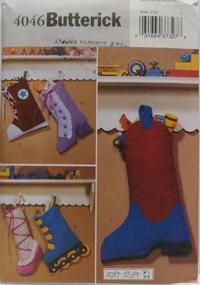 Butterick 4046 Christmas hanging boot, skate stockings pattern Soft Stuff, uncut - Image 1 of 4